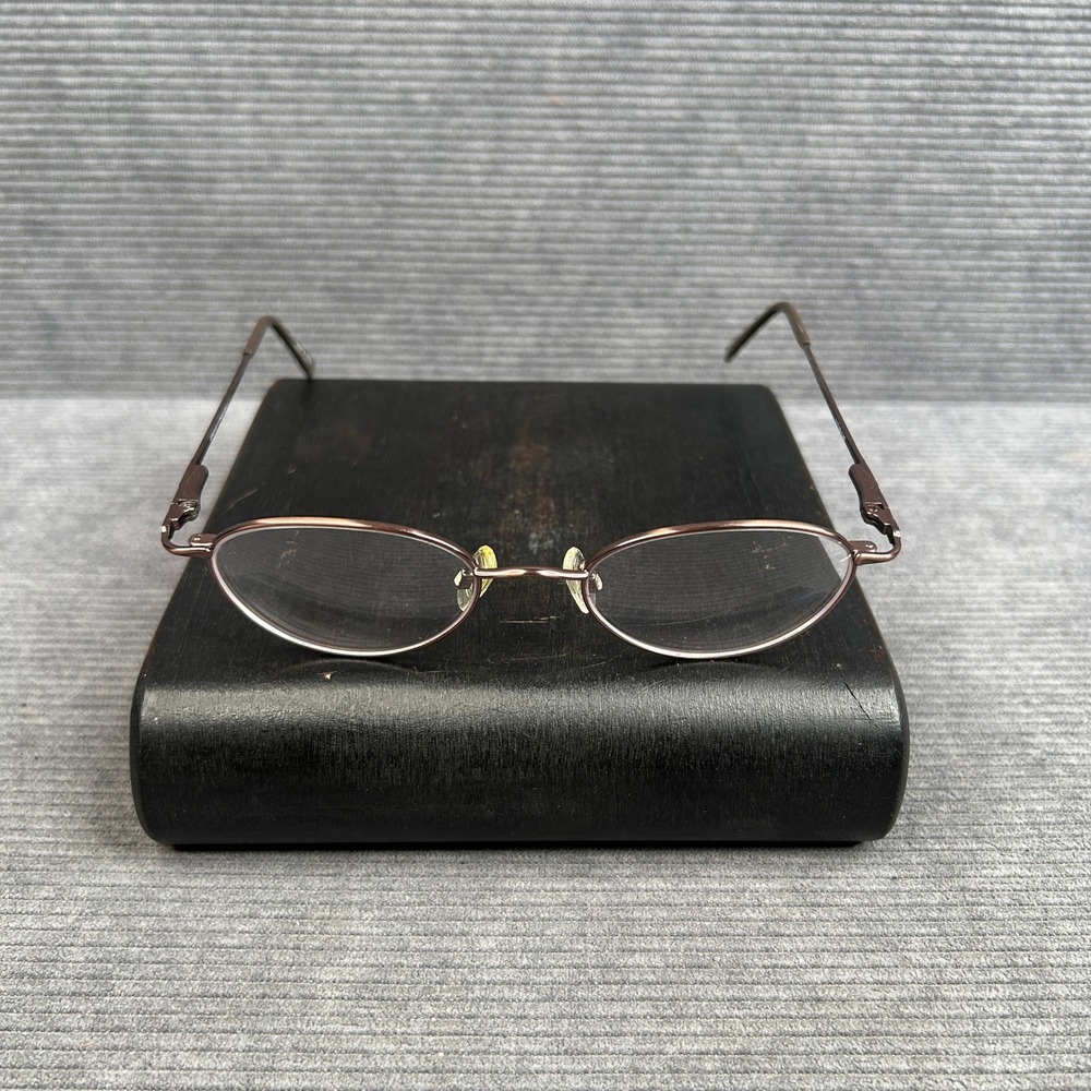 Genevieve Paris Design 51-18-140 Bronze Oval Metal Y2k Eyeglasses Floral Temples
